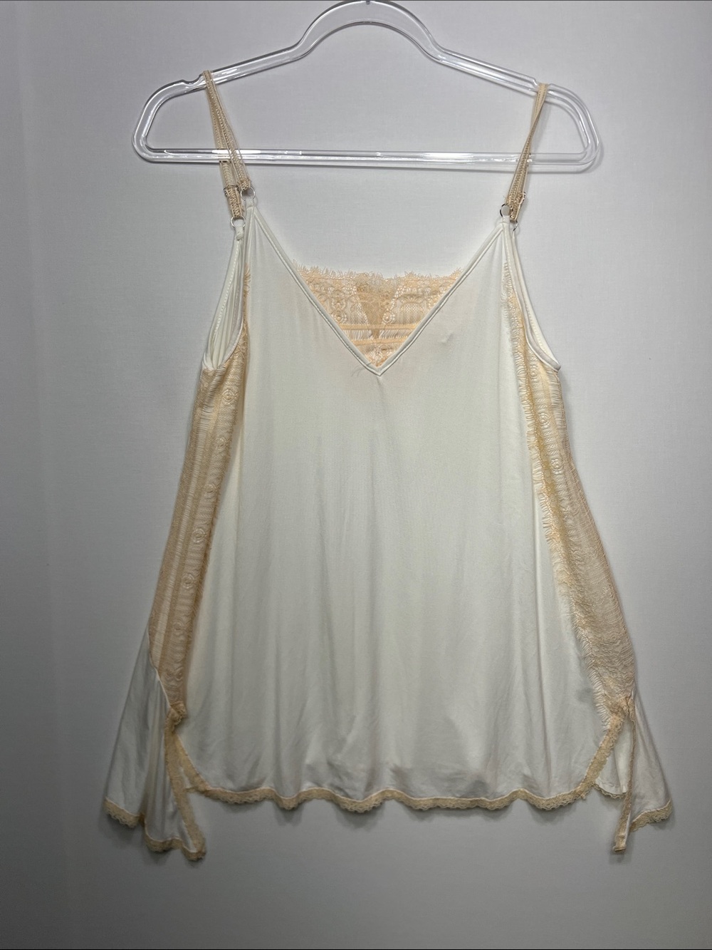 Lace-Trim Cream Cami Top